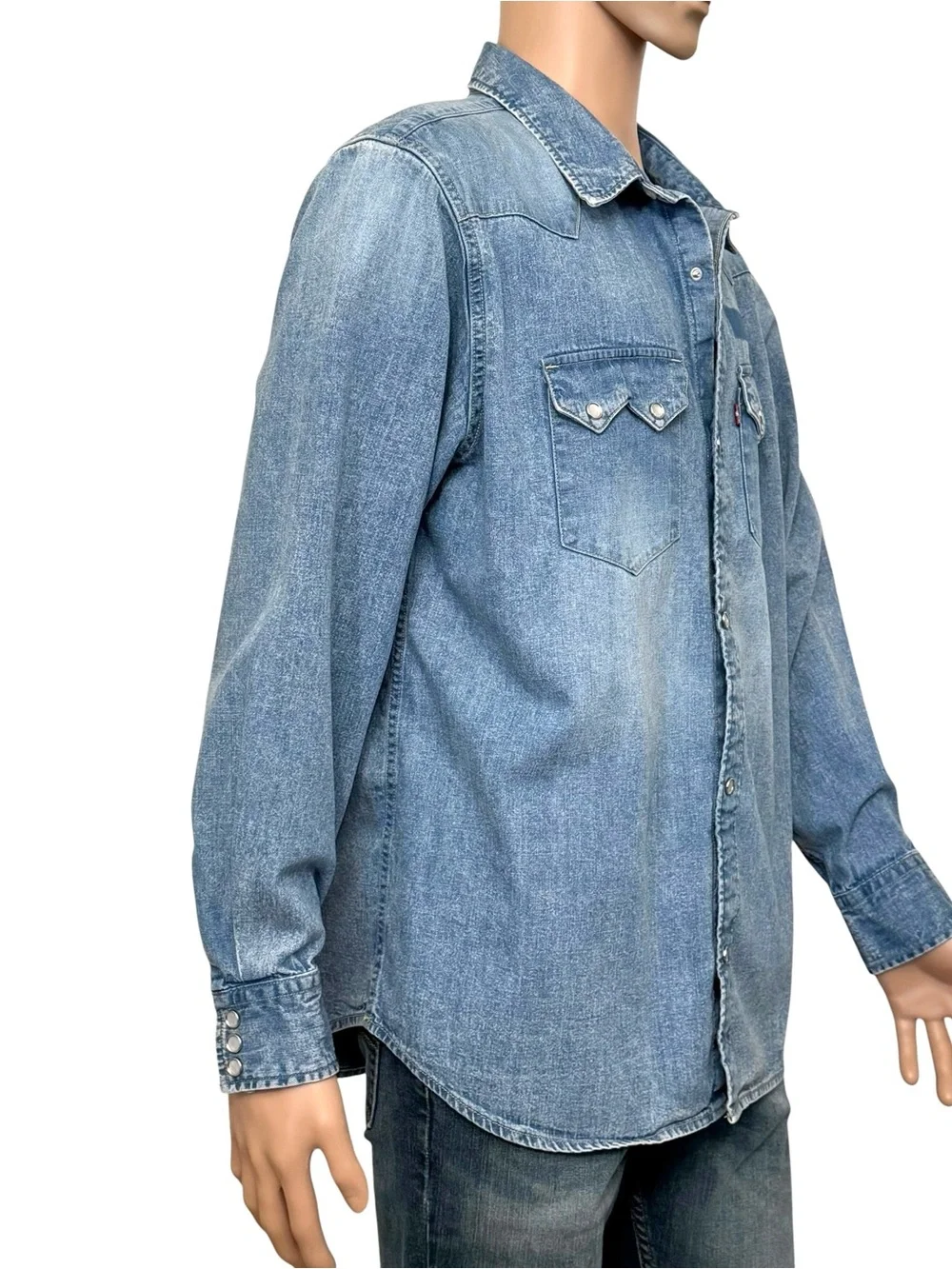 Levi's Light Blue Denim Button-Down Western Shirt - Men's